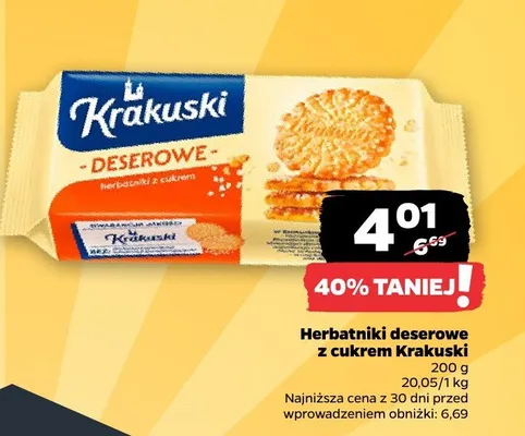 Herbatniki deserowe z cukrem promocja w Netto