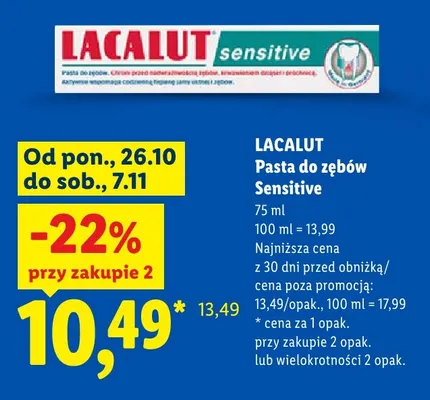 Pasta do zębów Lacalut Sensitive promocja w Lidl