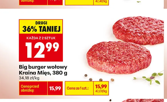 Big burger wołowy Kraina Mięs promocja w Biedronka