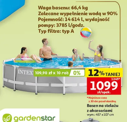Basen na stelażu z akcesoriami INTEX wym.: 457x107cm promocja w Auchan