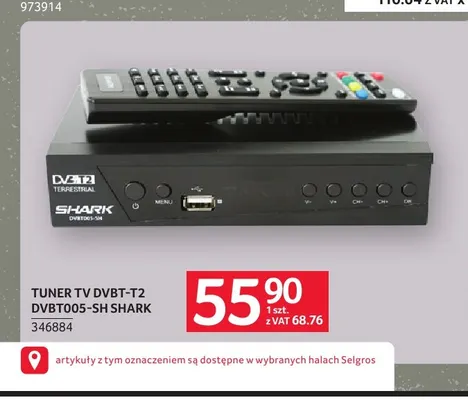 Tuner Tv DVB-T2 DVBT005-SH Shark promocja w Selgros