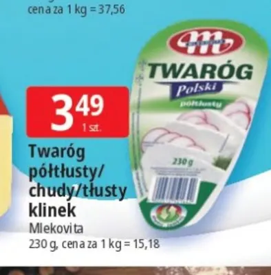 Twaróg tłusty klinek Mlekovita promocja w Leclerc