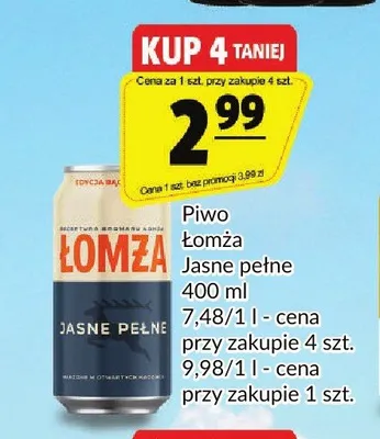 Piwo Łomża Jasne Pełne promocja w Prim Market