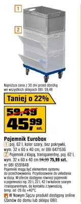 Pojemnik Eurobox z klapą transparentny 62l promocja w OBI