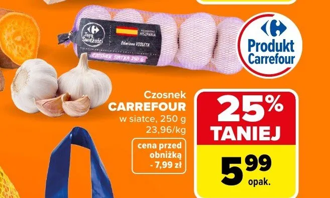 Czosnek w siatce, 250 g Carrefour promocja w Carrefour Market