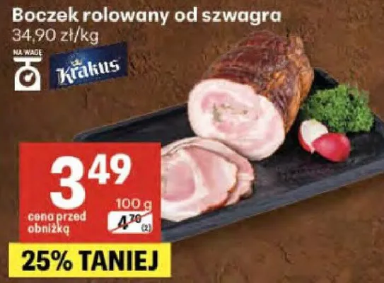 Boczek rolowany od szwagra promocja w Delikatesy Centrum