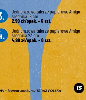 Jednorazowe talerze papierowe średnica 18 cm promocja w POLOmarket