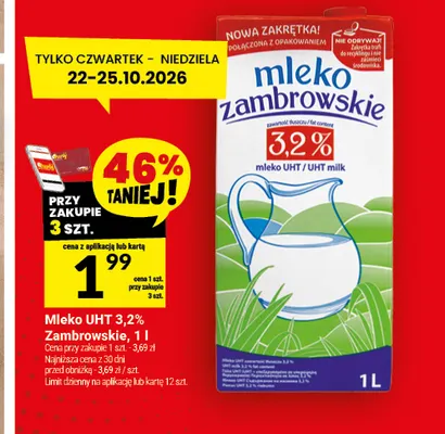 Mleko UHT Zambrowskie 3,2% promocja w Twój Market