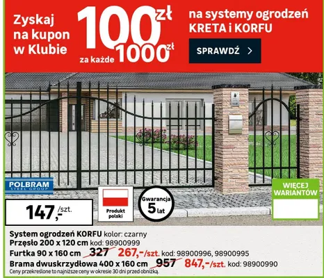 Furtka 90x160cm promocja w Leroy Merlin