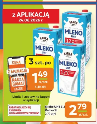 Mleko UHT 3,2% Kanka promocja w Społem Częstochowa