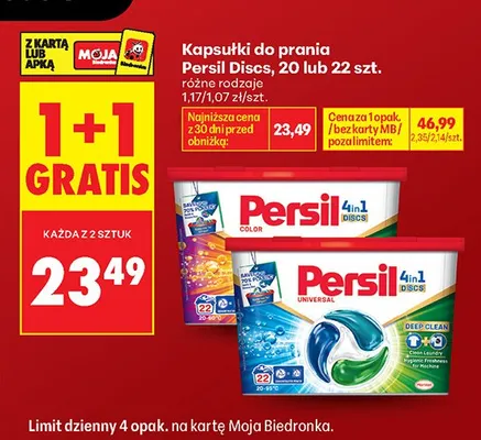 Kapsułki do prania Persil 4in1 Discs Color 20-22 szt. promocja w Biedronka