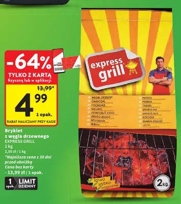 Brykiet z węgla drzewnego Express Grill promocja w Intermarche