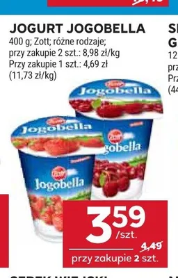 Jogurt Jogobella Zott promocja w Stokrotka