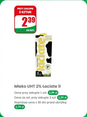 Mleko UHT 2% promocja w Dino