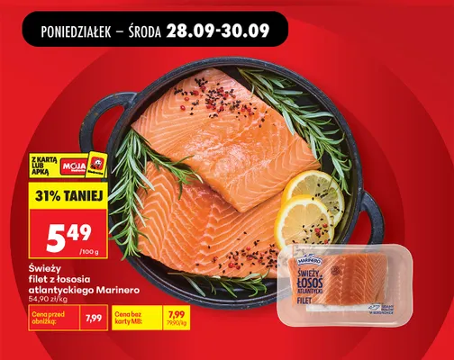 Świeży filet z łososia atlantyckiego Marinero promocja w Biedronka