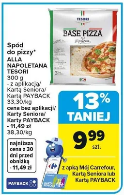 Spód do pizzy ALLA NAPOLETANA TESORI 300g promocja w Carrefour