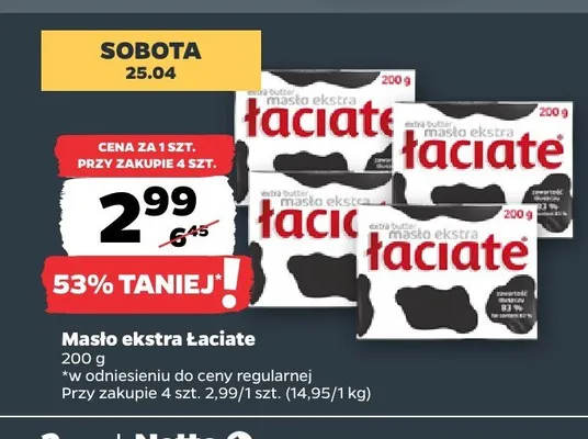 Masło ekstra łaciate promocja w Netto
