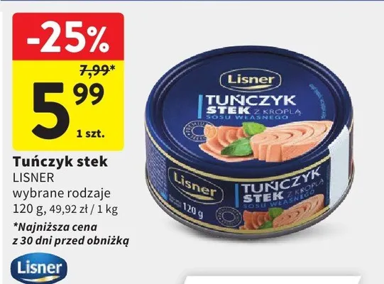 Tuńczyk stek Lisner promocja w Intermarche