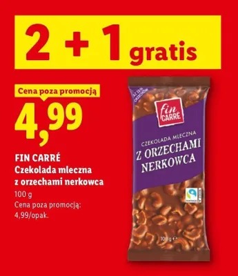 Czekolada mleczna z orzechami nerkowca Fin Carré promocja w Lidl