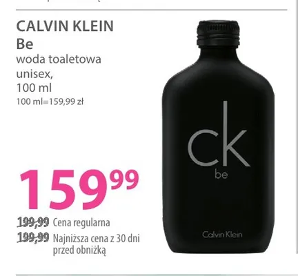 Woda toaletowa unisex Calvin Klein Be promocja w Hebe