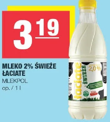 Mleko 2% świeże Łaciate Mlekpol promocja w SPAR