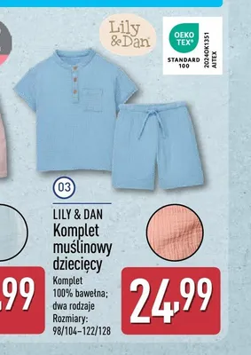 Komplet muślinowy dziecięcy LILY & DAN promocja w Aldi
