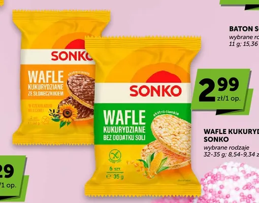 Wafle kukurydziane Sonko bez dodatku soli promocja w Euro Sklep