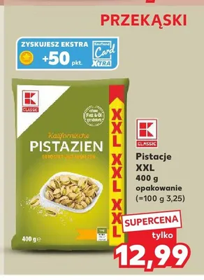 Pistacje kalifornijskie prażone i solone K-Classic XXL promocja w Kaufland