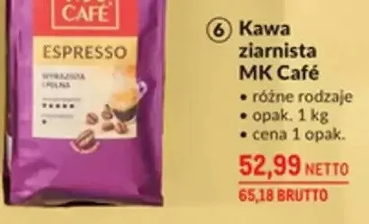 Kawa ziarnista MK Café - różne rodzaje promocja w Makro
