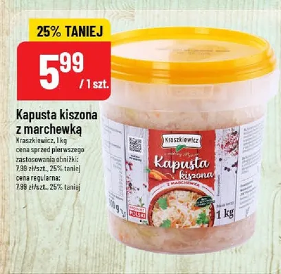 Kapusta kiszona z marchewką promocja w POLOmarket