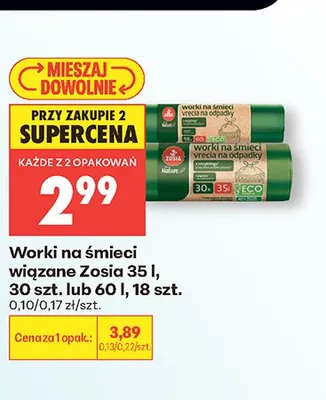 Worki na śmieci wiązane Zosia promocja w Biedronka