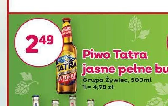 Piwo Tatra jasne pełne promocja w Bliski