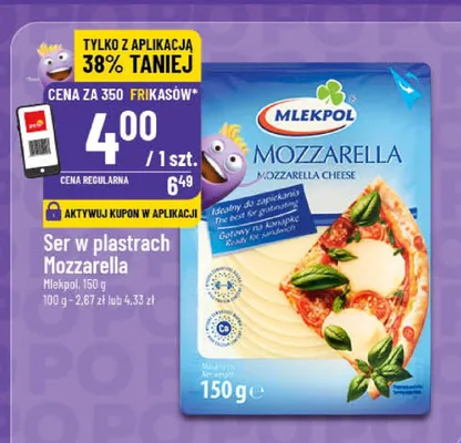 Ser w plastrach Mozzarella promocja w POLOmarket