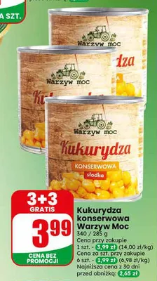 Kukurydza konserwowa słodka Warzyw Moc promocja w Dino
