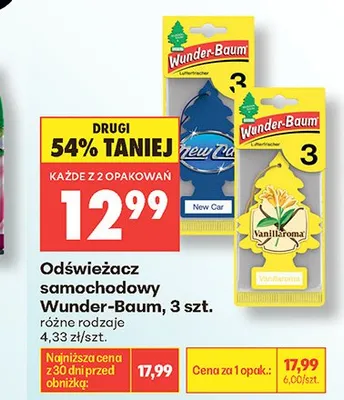 Odświeżacz samochodowy Wunder-Baum promocja w Biedronka