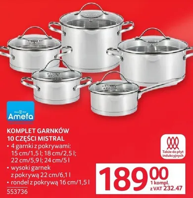 Komplet garnków 10 części MISTRAL promocja w Selgros