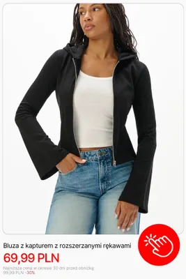 Bluza z kapturem z rozszerzanymi rękawami Cropp promocja w Cropp