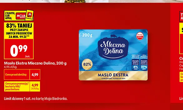 Masło ekstra Mleczna Dolina promocja w Biedronka