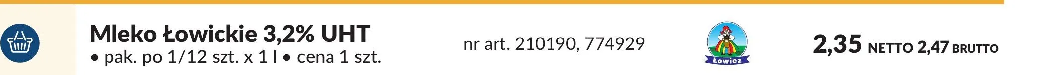 Mleko Łowickie 3,2% UHT promocja w Makro