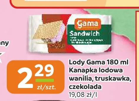 Kanapka lodowa Gama truskawka promocja w Społem Częstochowa