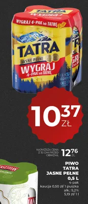 Piwo Tatra Jasne Pełne 4-pak 500 ml promocja w Duży Ben