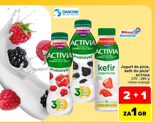 Jogurt do picia, kefir do picia Activia promocja w Carrefour Market