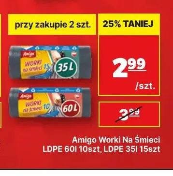 Worki na śmieci LDPE 60 l Amigo promocja w API Market