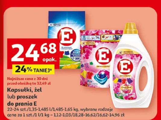 Kapsułki, żel lub proszek do prania E promocja w Auchan