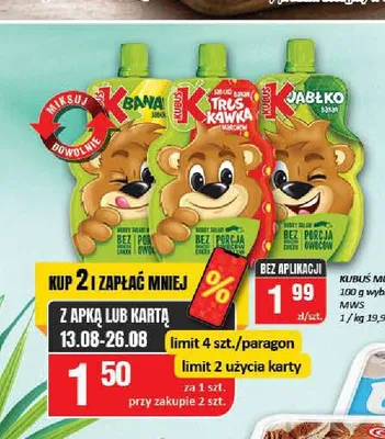 Mus owocowy Kubuś 100% banan promocja w Chorten