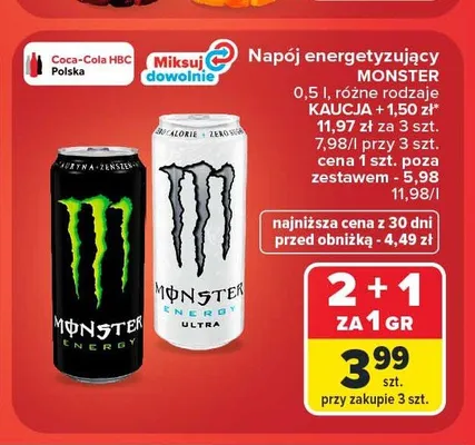 Napój energetyzujący Monster Energy Ultra promocja w Carrefour