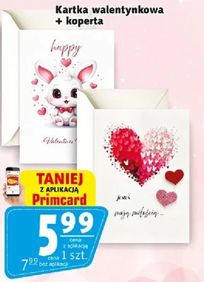 Kartka walentynkowa + koperta promocja w Prim Market