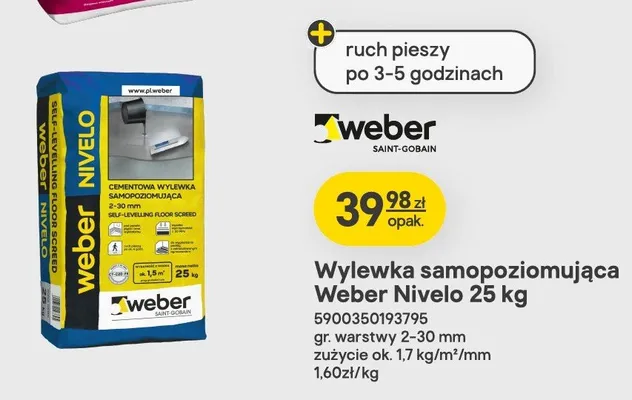 Wylewka samopoziomująca Weber Nivelo promocja w Castorama