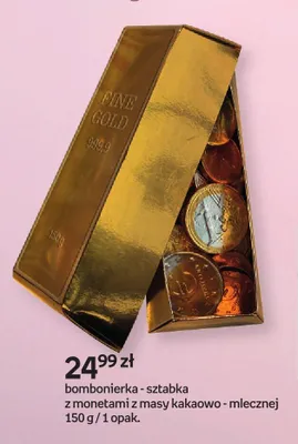 Bombonierka sztabka z monetami z masy kakaowo-mlecznej promocja w Empik