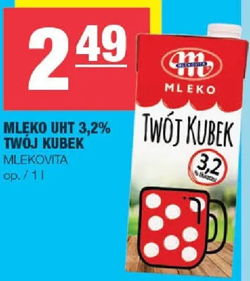 Mleko UHT 3,2% Twój Kubek Mlekovita promocja w SPAR